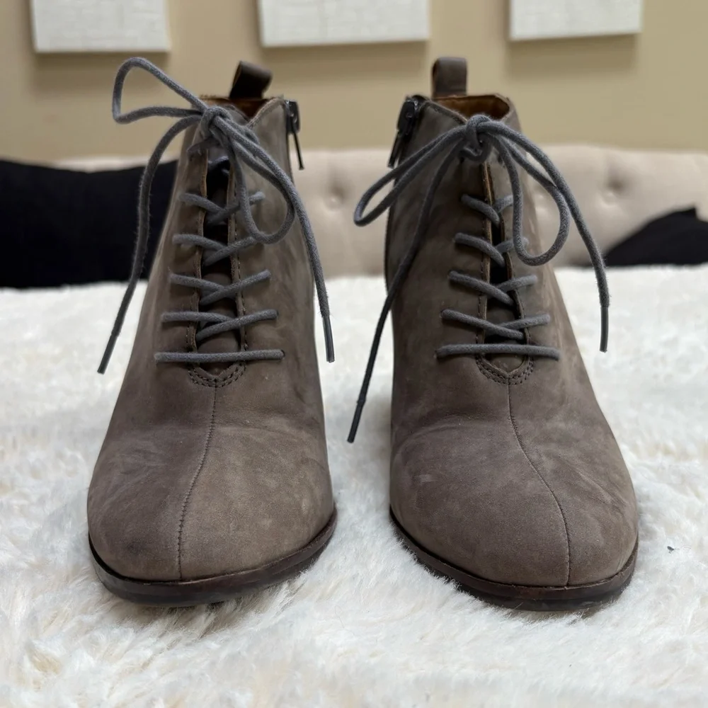 Lucky Brand Gray Suede Wedge Booties